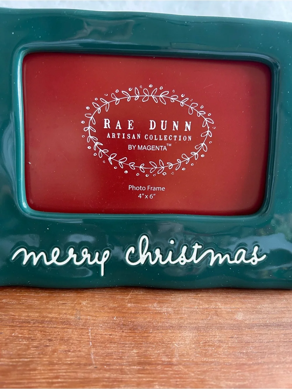 Rae Dunn Green Ceramic Merry Christmas 4x6 Photo Frame